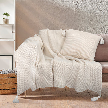 DreamZ Knitting Throw Blanket Cushion Beige-1973194038228160518
