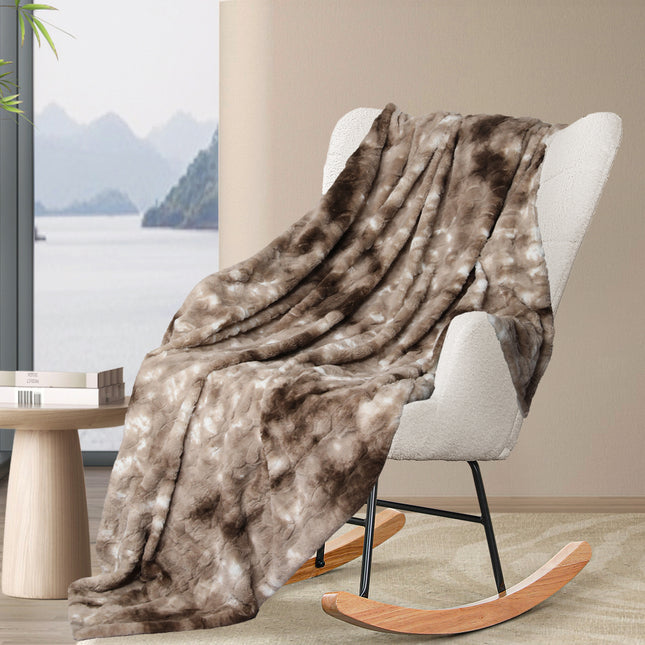 Dreamz Luxury Tie-dyed Blanket Brown 152cm x 203cm-1954802366846996487