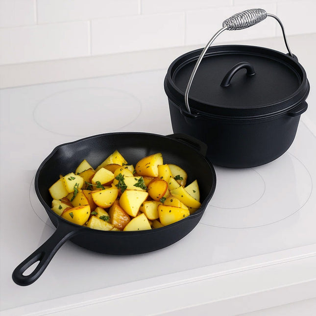 Toque 3PCS Cast Iron Frying Pan and Cast Iron Pot Set-1960920176627159047