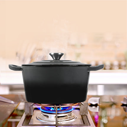 TOQUE 4L Enamel Dutch Oven Pot in Black Colour-1973193930577154055