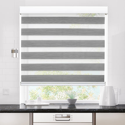 Marlow Blackout Zebra Roller Blind Curtains 60x210 Grey-1975420491334291463