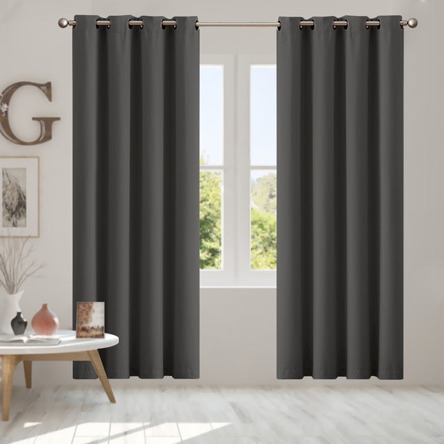 2x Blockout Curtains Panels 3 Layers Charcoal CD1003-132X213-GR-1954802970923241478