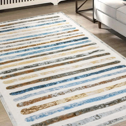 Marlow Floor Rug Short Pile Washable Carpet Soft Plush Non Slip Stripe 80x120-1975420390507417607