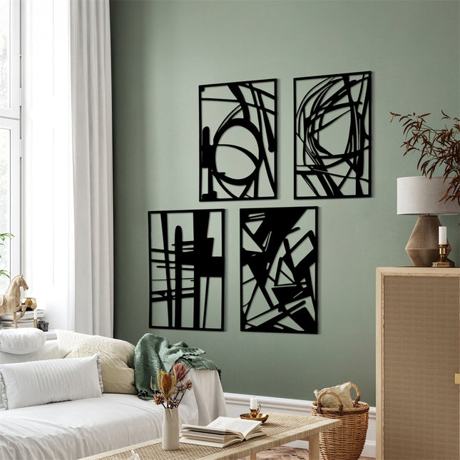 Yezi Metal Wall Art 4Pcs Abstract Minimalist Line Decor-1954802471444549639