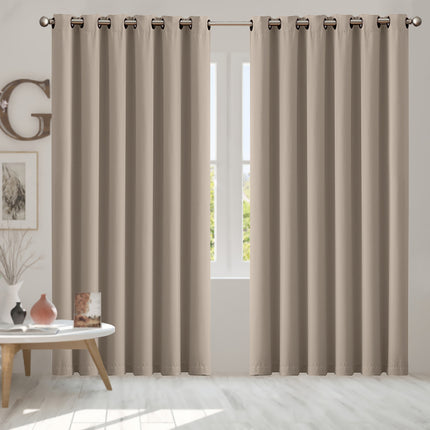 2x Blockout Curtains Panels 3 Layers Beige-1973194064174125062