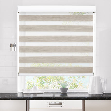 Marlow Blackout Zebra Roller Blind Curtains 60x210 Beige-1975420491535618055