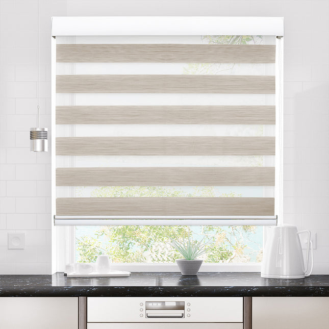 Marlow Blackout Zebra Roller Blind Curtains 60x210 Beige-1975420491535618055