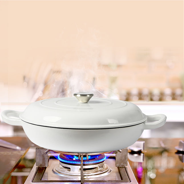 TOQUE 3.5L Enamel Dutch Oven Pan in White Colour-1954802796725407751