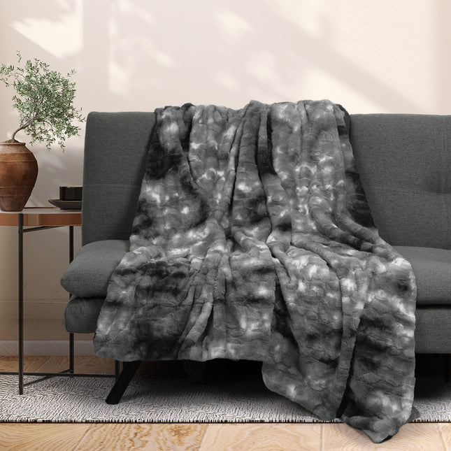 Dreamz Luxury Tie-dyed Blanket Grey 152cm x 203 cm-1954802367035740166