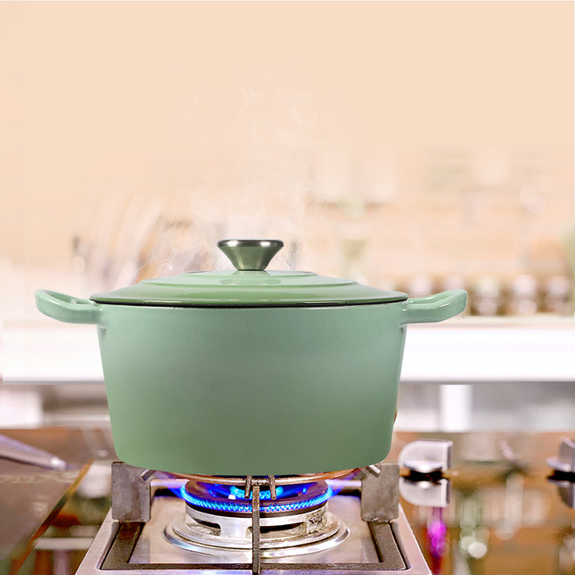 TOQUE 4L Enamel Dutch Oven Pot in Green Colour-1954802795852992519