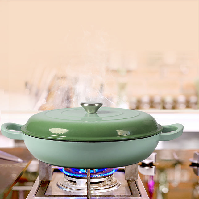TOQUE 3.5L Enamel Dutch Oven Pan in Green Colour-1973193931340517383