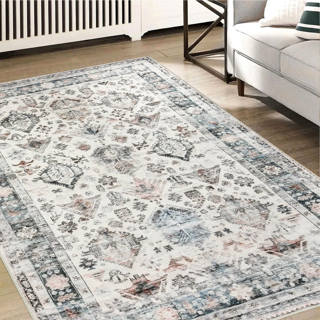 Marlow  Floor Rug Vintage Short Pile Washable Carpet Soft Plush Non Slip 160x120-1954802389043253254