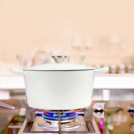 TOQUE 4L Enamel Dutch Oven Pot in White Colour-1973193930958835719