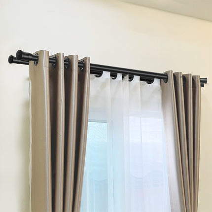 Marlow Black Double Curtain Rod Steel Pole Pommel Set Extendable Adjustable-1973193448194445319