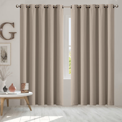 2x Blockout Curtains Panels 3 Layers Beige-1954802971330088966