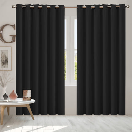 2x Blockout Curtains Panels 3 Layers Black-1954802972357693446