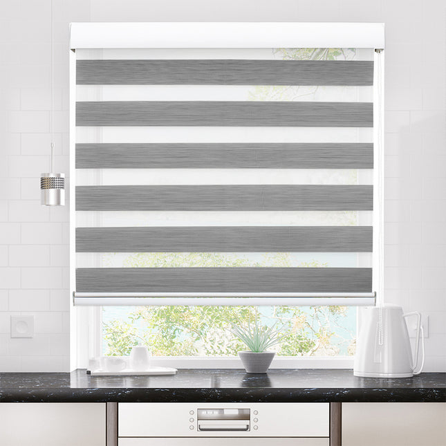 Marlow Blackout Zebra Roller Blind Curtains 180x210 Grey-1973194065474359303