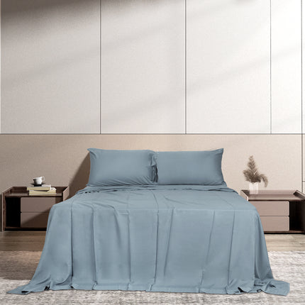 Dreamz 4pcs Double Size 100% Bamboo Bed Sheet Set in Grey Colour-1954802919064866823
