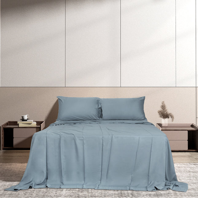 Dreamz 4pcs Double Size 100% Bamboo Bed Sheet Set in Grey Colour-1954802919064866823