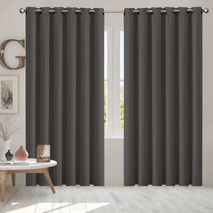 2x Blockout Curtains Panels 3 Layers Charcoal-1954802972563214342