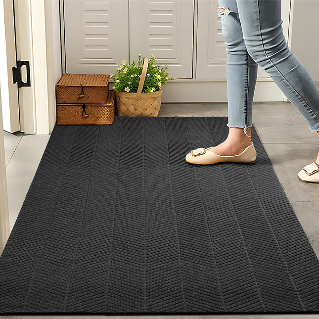 Marlow Extra Large Floor Rug Non Slip 90cm x 305cm Grey-1975420340691668999