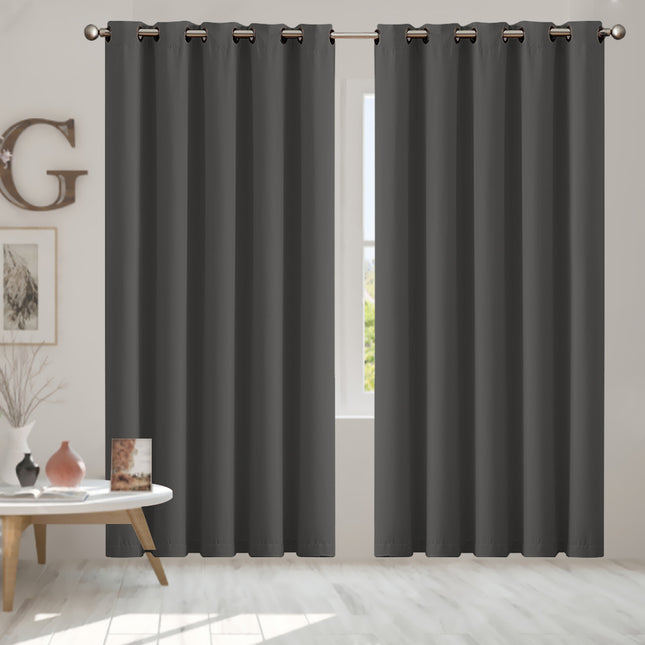 2x Blockout Curtains Panels 3 Layers Charcoal-1954802971753713670