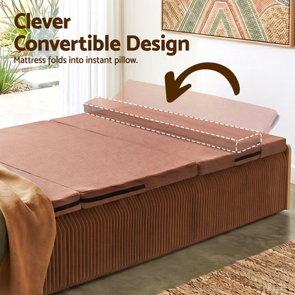 Artiss Folding Kraft Paper Bed Frame with Mattress and Pillow 300kg Capacity 200x120cm