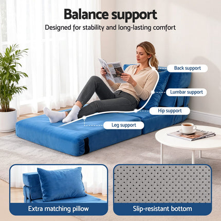 Artiss Convertible Folding Sofa Bed Armless Lounger Foam Floor Sofas Futons Couches
