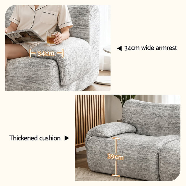 Artiss 2 Seater Sofa Modular Sectional Sofas Couch Bed No Assembly Living Room Grey