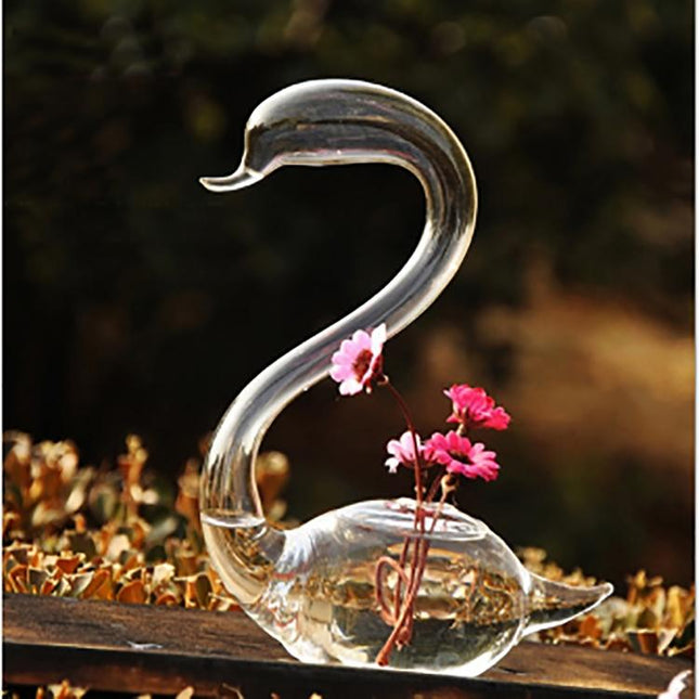 Swan Flower Vases - Home Decor Wedding Gifts Glass Crafts-1915198107033931777
