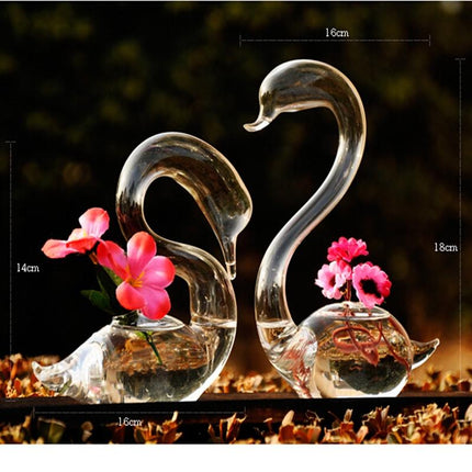 Swan Flower Vases - Home Decor Wedding Gifts Glass Crafts-1915198107033931778