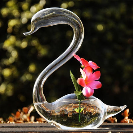 Swan Flower Vases - Home Decor Wedding Gifts Glass Crafts-1915198107033931779