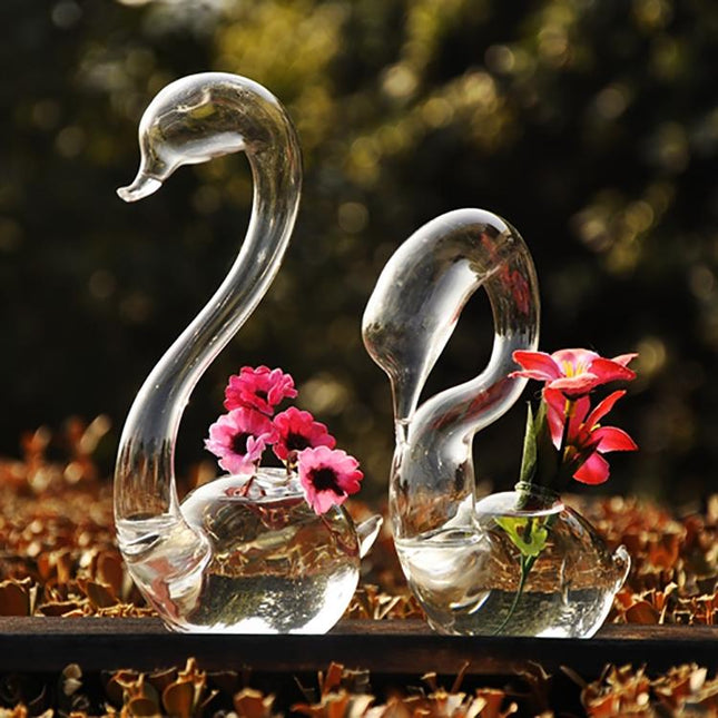 Swan Flower Vases - Home Decor Wedding Gifts Glass Crafts-1915198107033931780