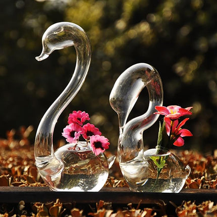 Swan Flower Vases - Home Decor Wedding Gifts Glass Crafts-1915198107033931780
