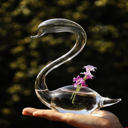 Swan Flower Vases - Home Decor Wedding Gifts Glass Crafts-1915198107033931781