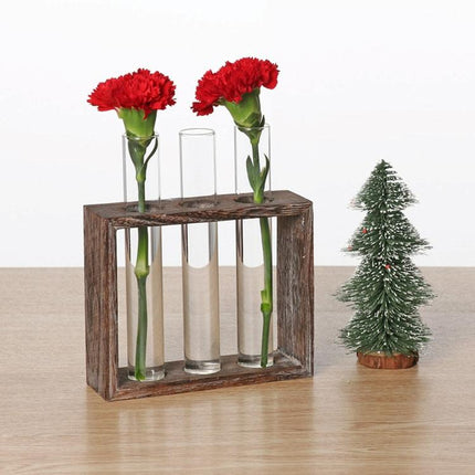 Minimalist Hydroponic Glass Vase With Wooden Frame For Coffee Shop Decor-1915198284557848580