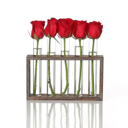 Minimalist Hydroponic Glass Vase With Wooden Frame For Coffee Shop Decor-1915198108057341952