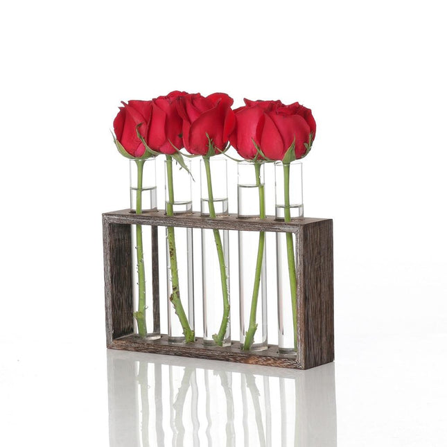 Minimalist Hydroponic Glass Vase With Wooden Frame For Coffee Shop Decor-1915198108057341954