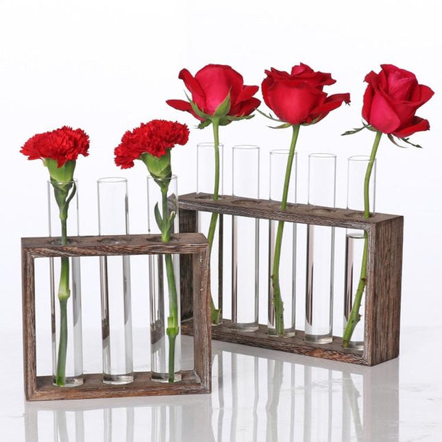 Minimalist Hydroponic Glass Vase With Wooden Frame For Coffee Shop Decor-1915198108057341957