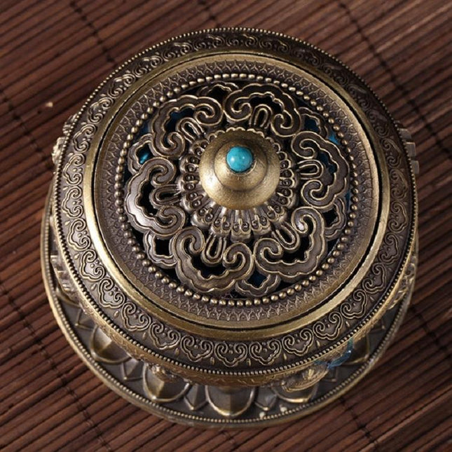 Large Pale Red Eight Treasure Incense Burner Decoration-1915196711815483394