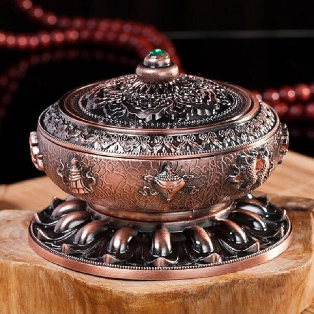 Large Pale Red Eight Treasure Incense Burner Decoration-1915196711815483392