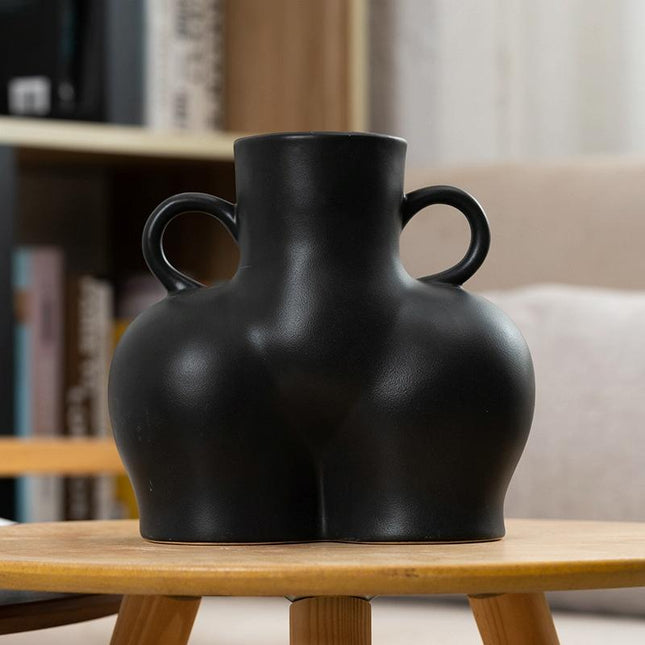 Large Matte Black Ceramic Vase For Home Decor And Dried Flower Arrangements-1915197860543074311