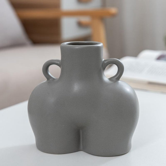 Small Matte Gray Ceramic Vase For Home Decor And Dried Flower Arrangements-1915197460825903104