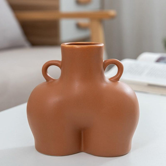 Small Khaki Ceramic Vase For Home Decor And Dried Flower Arrangements-1915197280923815936