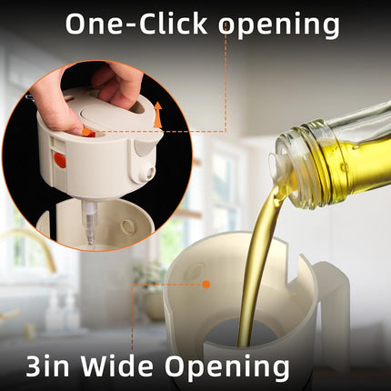 2-in-1 Oil Sprayer & Dispenser with Precision Spray, Wide-Mouth Refill, 500ml Glass Bottle (White)
