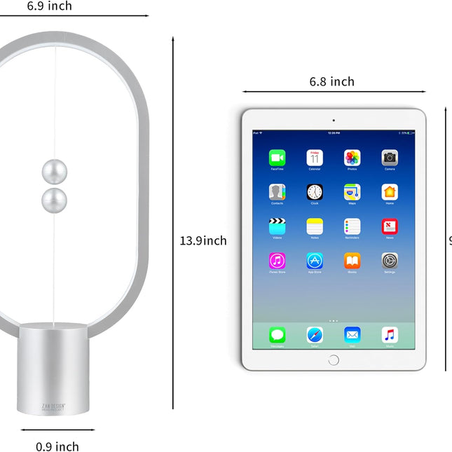 Silver Magnetic Balance LED Table Lamp: USB-Powered, Dimmable Eye-Care Light with Award-Winning Design for Australian Homes & Offices