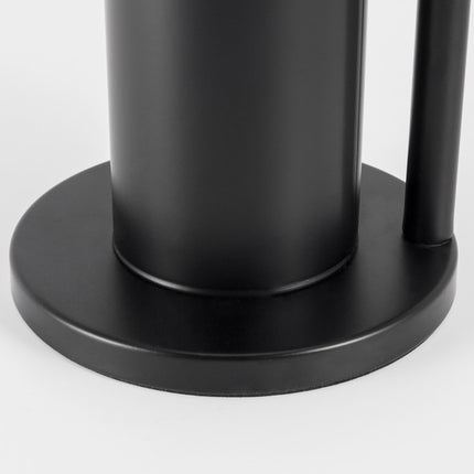 2-in-1 Iron Floor Standing Roll Paper Holder and Bamboo Lid Toilet Brush For Bathroom and Toilet-Black
