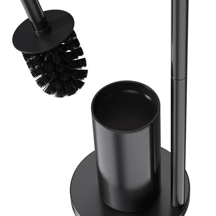 2-in-1 Floor Standing Roll Paper Holder and Toilet Brush For Bathroom and Toilet-Black