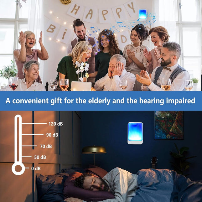 Doorbell - Wireless Doorbell - Wireless Doorbell - Doorbells - 2 transmitters and 3 receivers - With 7 bright light colors and 4 volume levels - For home/office, the elderly and the hearing impaired