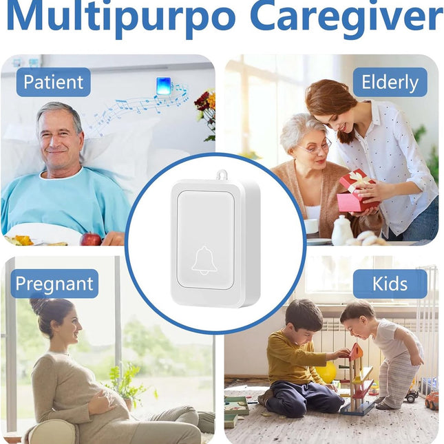 Doorbell - Wireless Doorbell - Wireless Doorbell - Doorbells - 2 transmitters and 3 receivers - With 7 bright light colors and 4 volume levels - For home/office, the elderly and the hearing impaired